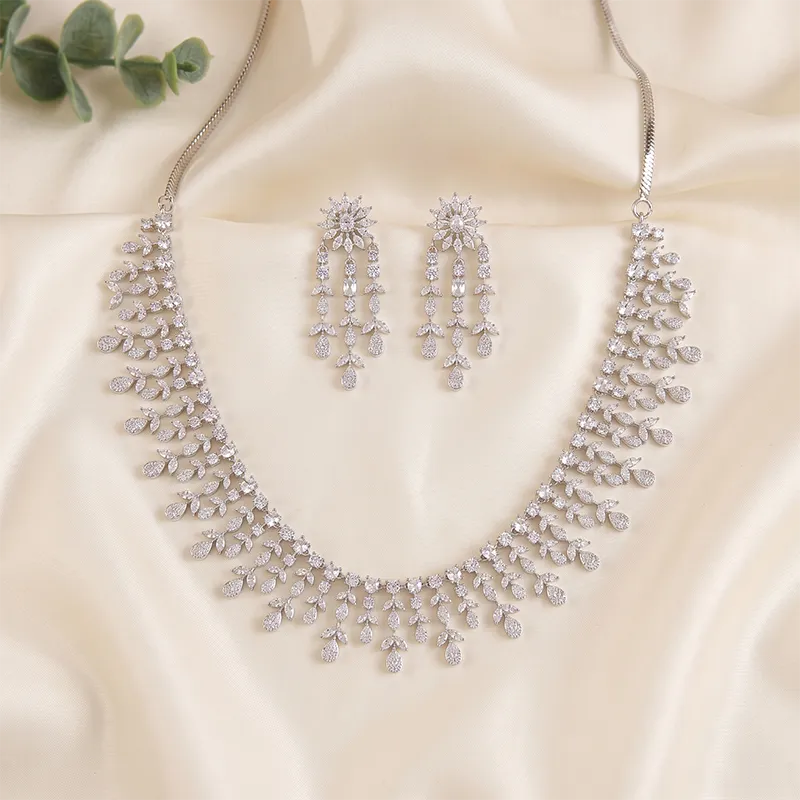 Celeste CZ Waterfall Necklace Set