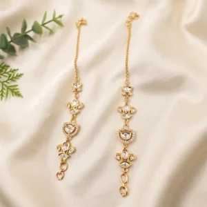Delicate Floral Kundan Ear Chain