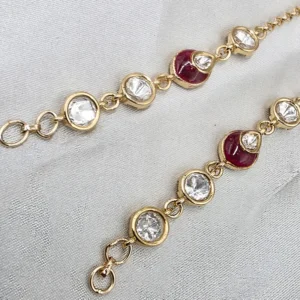 Alternative view of Kundan Ear Chain with Ruby Accent