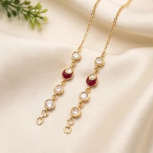 Kundan Ear Chain with Ruby Accent