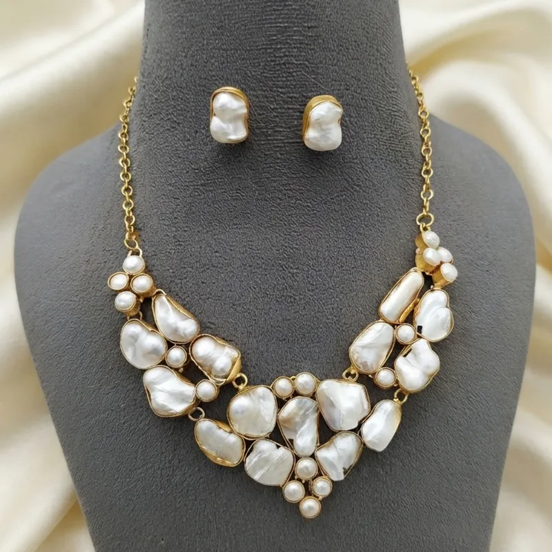 Natural Baroque Stone Necklace Set