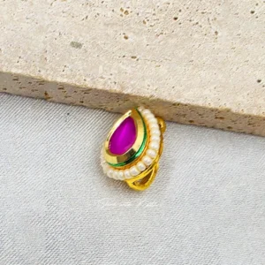 Alternative view of Nose Ring with Kundan, Pink