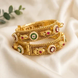 Pacheli Style Kundan & Pearl Bangles, 2.6