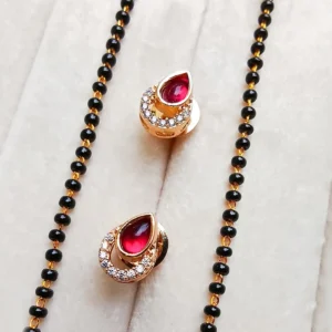 Ruby Floral Kundan Mangalsutra with Studs - Image 3