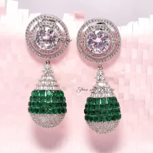 Emerald Cut Stones in Zirconia Drop Earrings