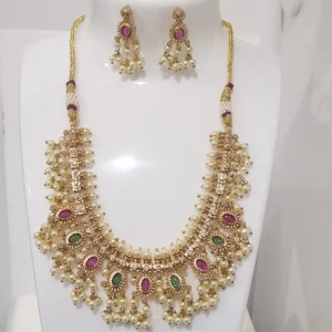 Meera Pearl & Stone Designer Necklace Set - Image 3
