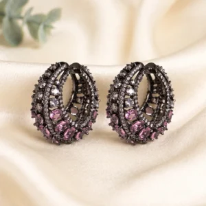 CZ Crystal Rhodium Hoop Earrings
