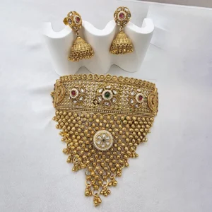 Rajwadi Kundan Choker Necklace - Image 4