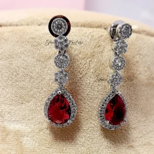 Ruby Teardrop Crystal Necklace Set - Image 3