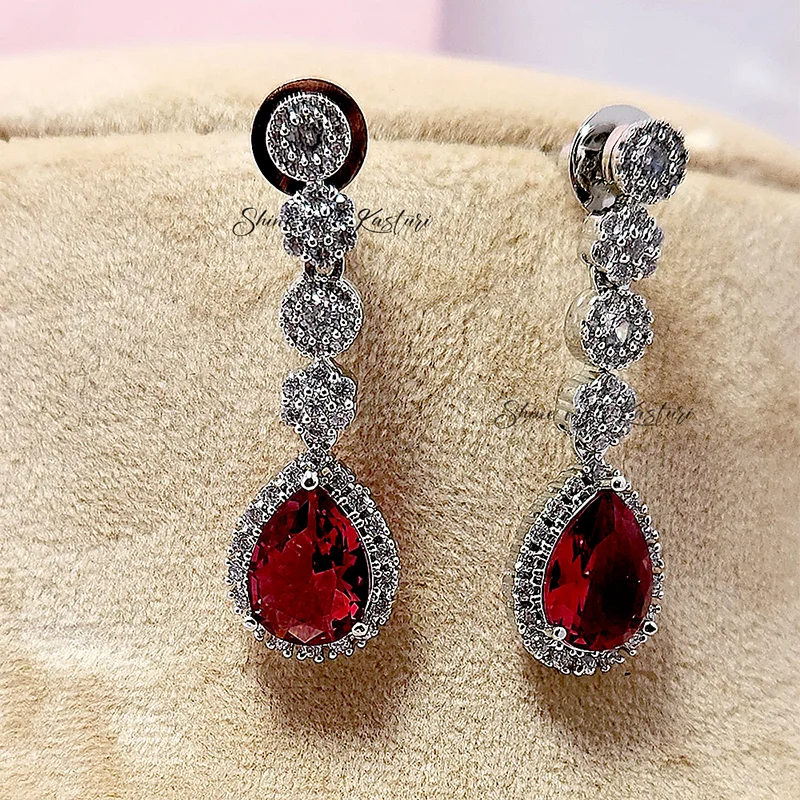 Ruby Teardrop Crystal Necklace Set - Image 3