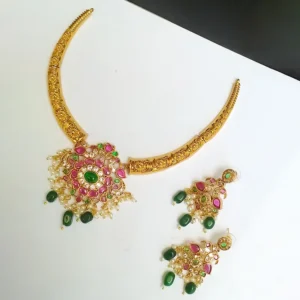Gold Plated Kundan Necklace Set